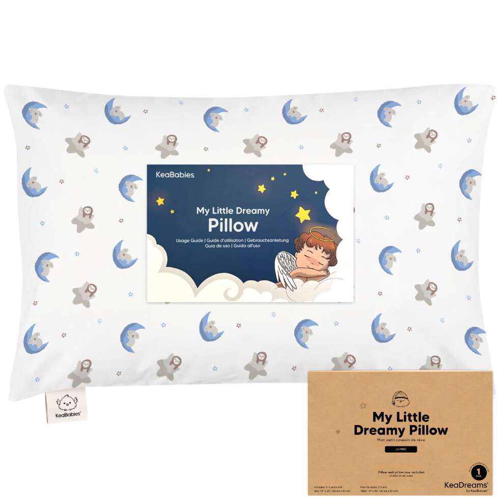 Oreiller et taie d'oreiller pour tout-petits KeaBabies Jumbo 14 x 20 cm - Oreillers doux en coton biologique pour dormir - Lavable en machine - Id  al