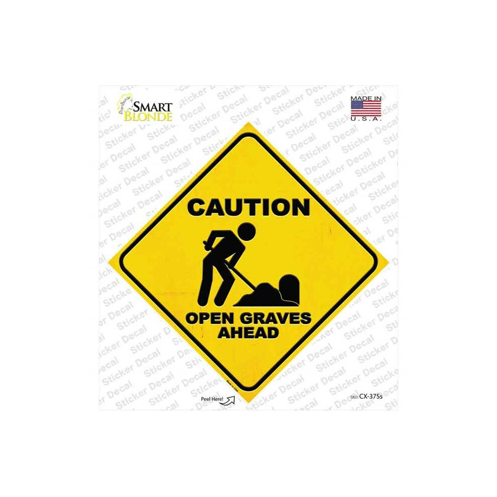 Smart Blonde Cx-375S-M Caution Open Graves Ahead Novelty Diamond Sticker Decal - Medium 792636401169