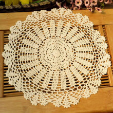 kilofly Crochet Cotton Lace Table Placemats Doilies Value Pack 4pc Daisy Beige 13.7 inch
