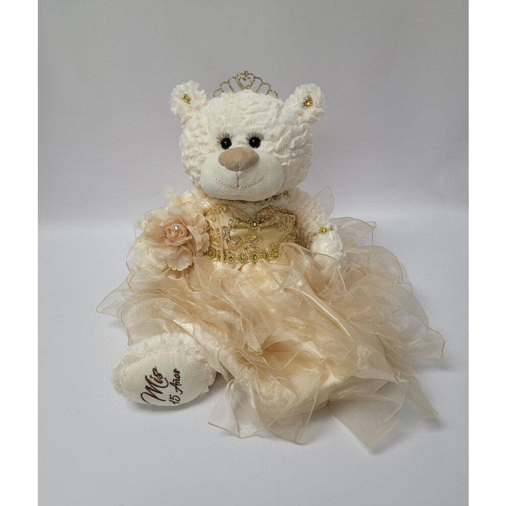 Collections Kinnex Depuis 1997. Ours En Peluche Quince Anos Quinceanera De 50,8 Cm Avec Robe (Pi Ce Ma Tresse) ~ ARC16831-34R (Champane)-image
