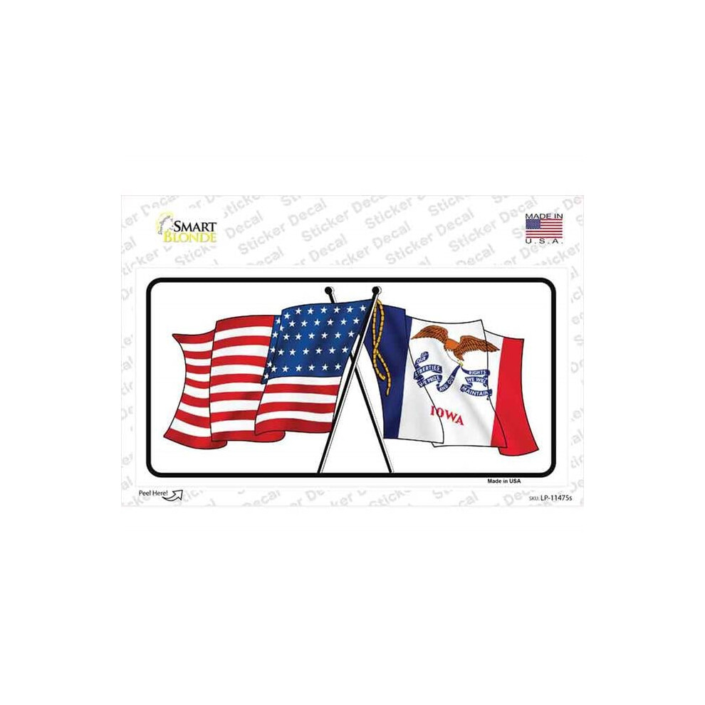 Photos - Other Electrical Equipment Smart Blonde LP-11475s-M Iowa Crossed US Flag Novelty Sticker Decal - Medium