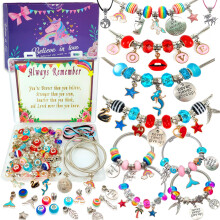 klmars Charm Bracelet Making Kit Jewelry Making Supplies Beads Unicorn/Mermaid Crafts Gifts Set for Girls Teens Age 5-12
