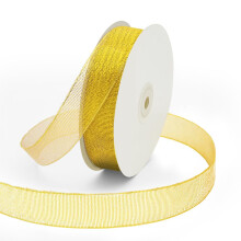 Fita Metálica Dourada Glitter 1 polegada x 50 Jardas, Ribbons para Presentes, Artesanato