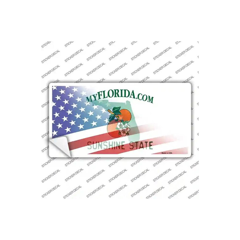 Smart Blonde Lp-12338S-L Florida With American Flag Novelty Sticker Decal - Large 792636403248