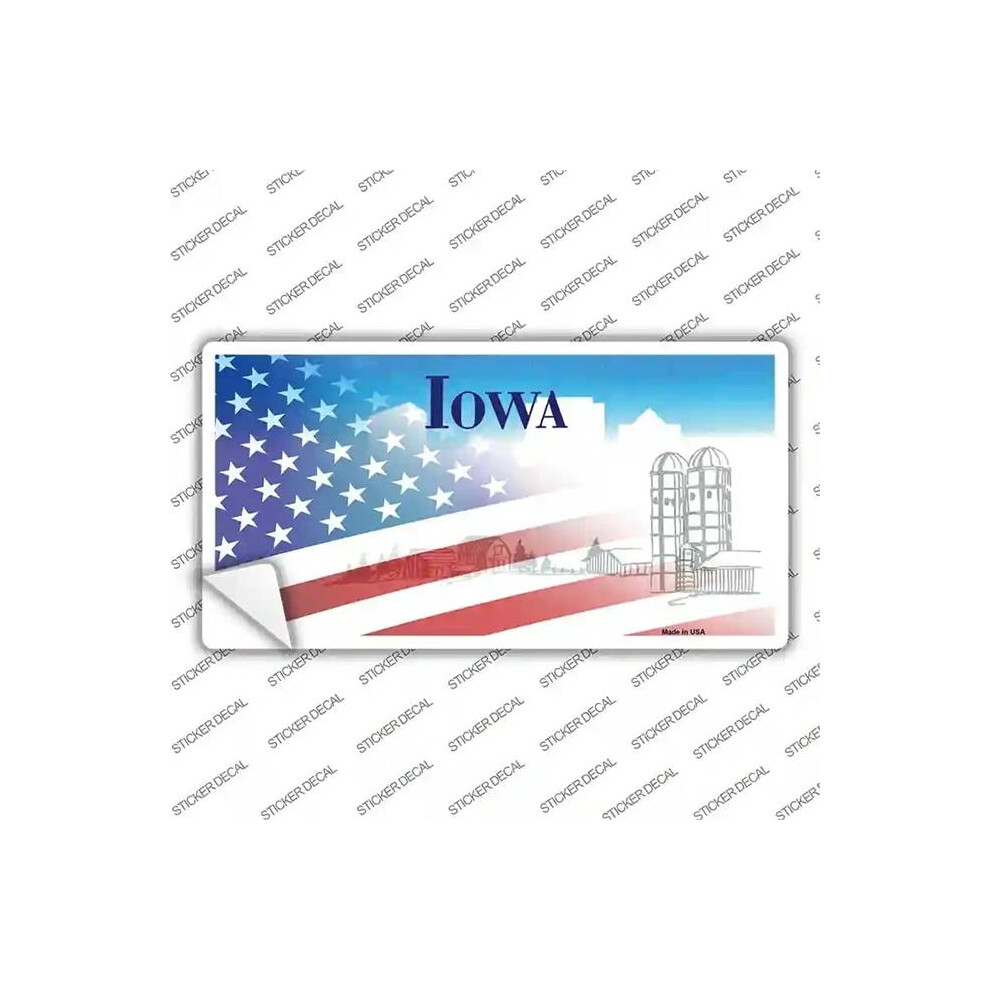 Smart Blonde Lp-12344S-L Iowa With American Flag Novelty Sticker Decal - Large 792636403255