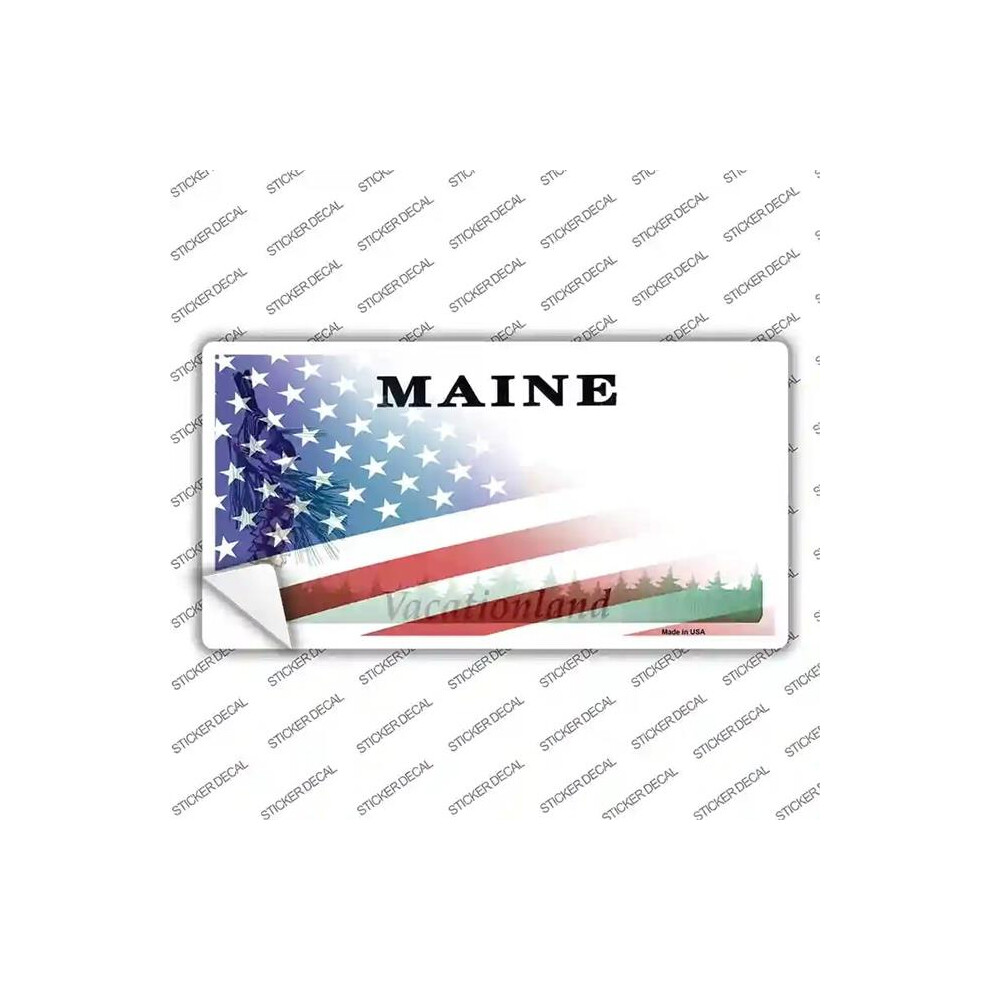 Smart Blonde Lp-12348S-Xl Maine With American Flag Novelty Sticker Decal - Extra Large 792636403279