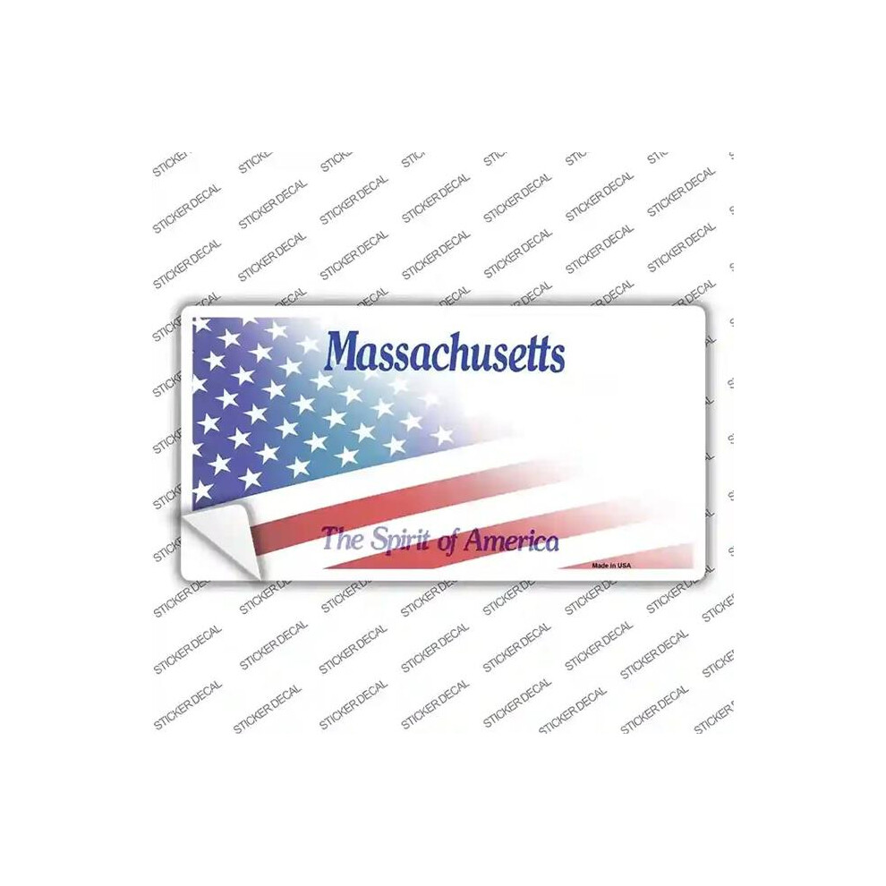 Smart Blonde Lp-12350S-S Massachusetts With American Flag Novelty Sticker Decal - Small 792636403286