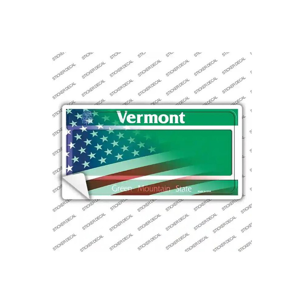 Smart Blonde Lp-12374S-L Vermont With American Flag Novelty Sticker Decal - Large 792636403392