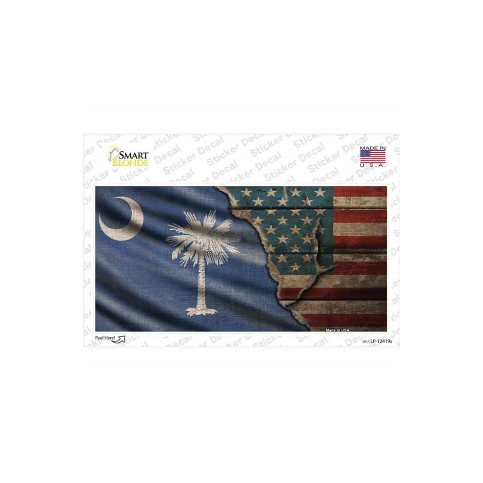 Smart Blonde Lp-12419S-M South Carolina & American Flag Novelty Sticker Decal - Medium 792636403620