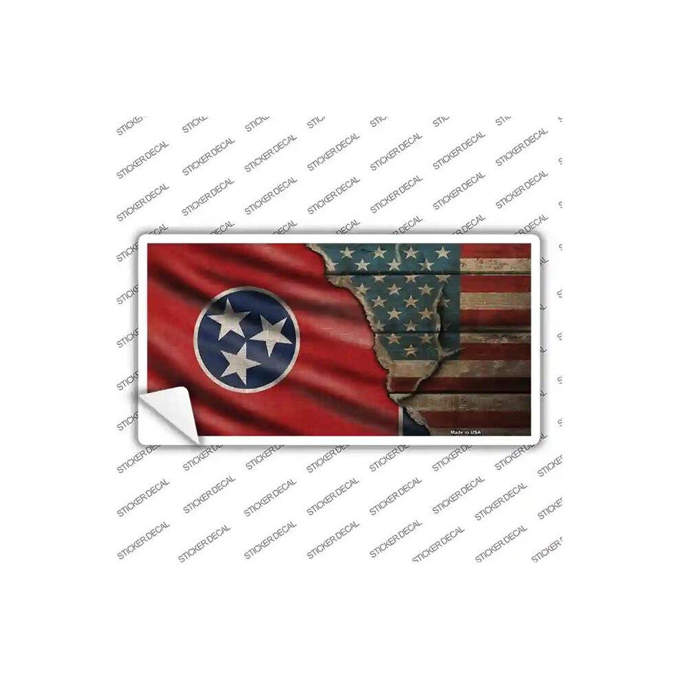 Smart Blonde Lp-12421S-L Tennessee & American Flag Novelty Sticker Decal - Large 792636403651