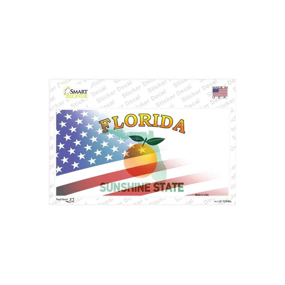 Smart Blonde Lp-12446S-M Florida Half American Flag Novelty Sticker Decal - Medium 792636403811
