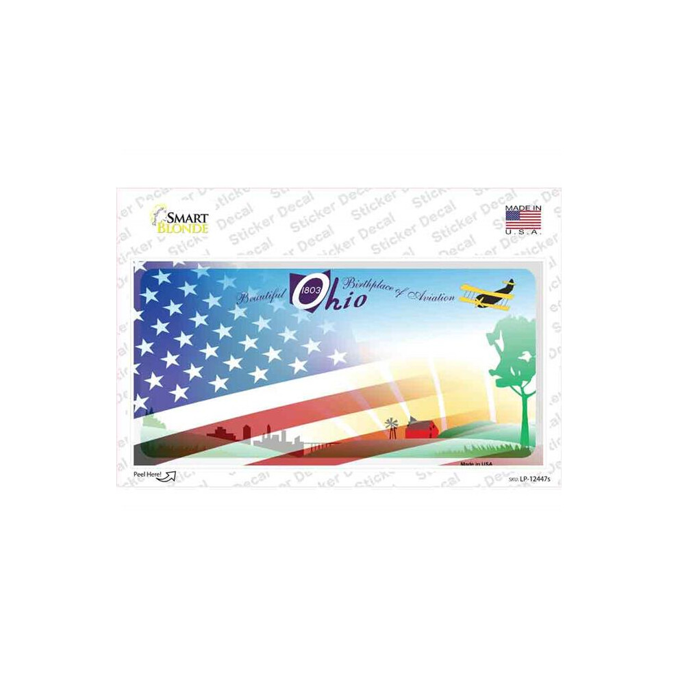 Smart Blonde Lp-12447S-M Ohio Half American Flag Novelty Sticker Decal - Medium 792636403828
