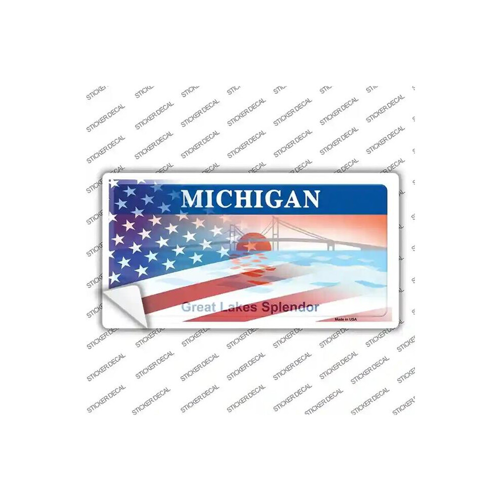 Smart Blonde Lp-12467S-S Michigan Half American Flag Novelty Sticker Decal - Small 792636403927