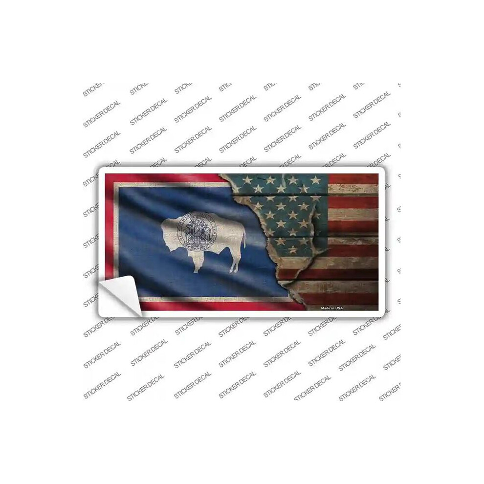 Smart Blonde Lp-12429S-Xl Wyoming & American Flag Novelty Sticker Decal - Extra Large 792636403736