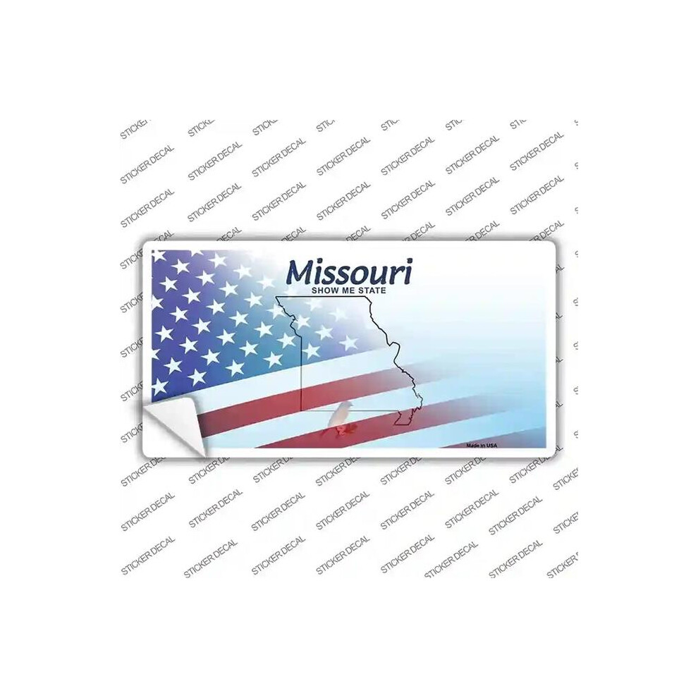 Smart Blonde Lp-12465S-S Missouri Half American Flag Novelty Sticker Decal - Small 792636403903