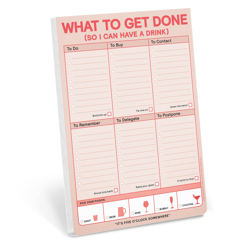 Knock Knock What to get Done So I can Have a Drink Pad  To Do List Note Pad (Pastel Version)  6 x 9-inches-image-OPC-PFKTP75-NEW
