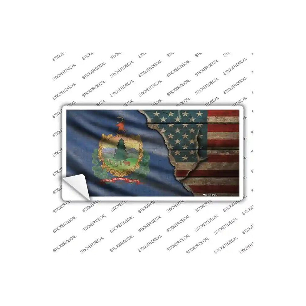 Smart Blonde Lp-12424S-S Vermont & American Flag Novelty Sticker Decal - Small 792636403705