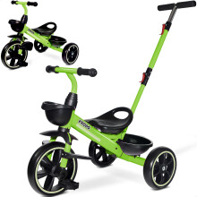 KRIDDO 2-in-1 Toddler Tricycle for Ages 18 Months to 5 Years Old - Extended Push Handle for Effortless Push Gift Trike for Toddler 3 to 5 Year Kids