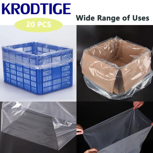 Krodtige 20 Pcs 30 x 40 polegadas Sacos Plásticos Transparentes 1.4 Mil com Fundo + 20 Laços 2