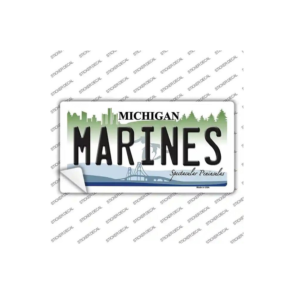 Smart Blonde Lp-7914S-L Marines Michigan Novelty Sticker Decal - Large 792636405075