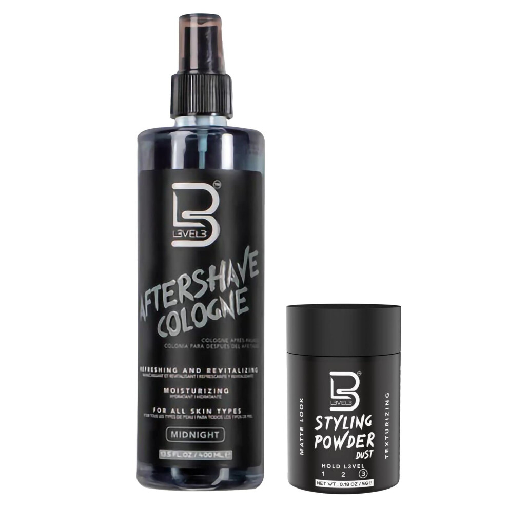 L3 Level 3 After Shave Spray Cologne - Softens Skin - Refreshes And Relieves Face And Skin - Styling Powder Included (Midnight)