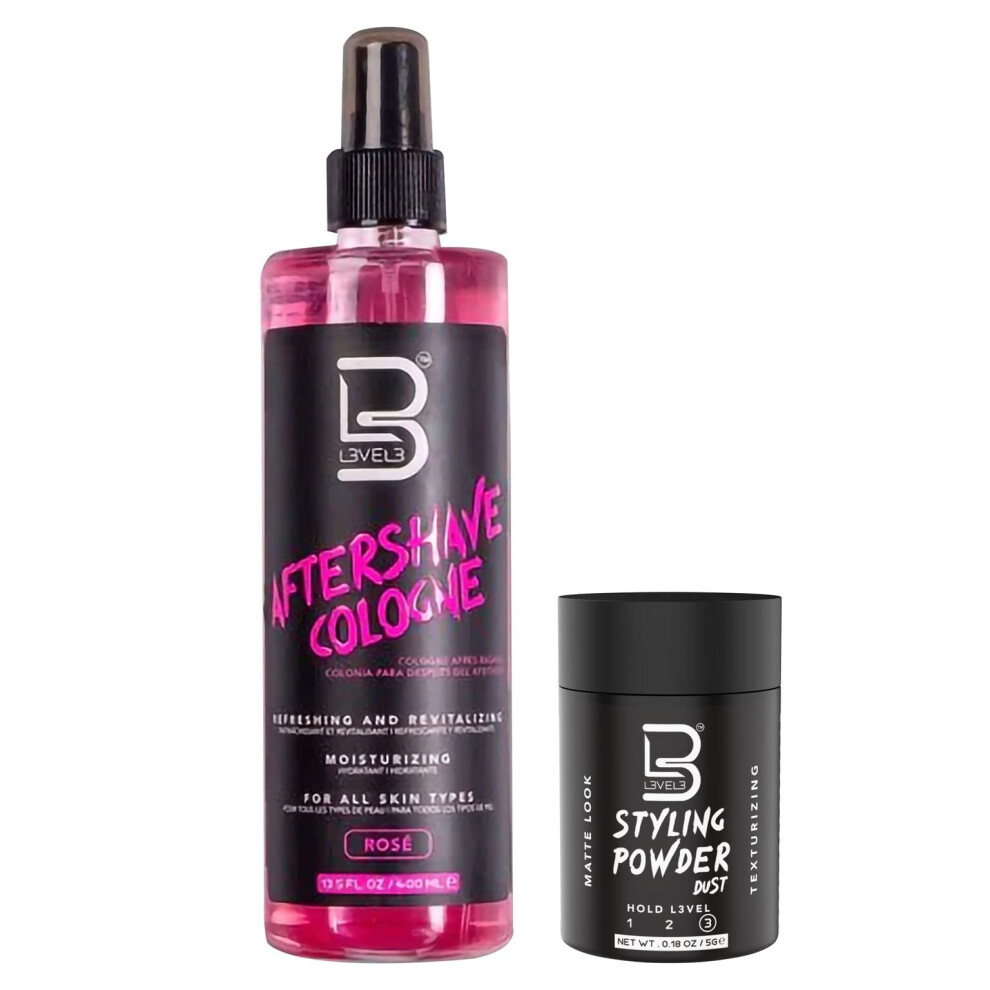 L3 Level 3 After Shave Spray Cologne - Softens Skin - Refreshes And Relieves Face And Skin - Styling Powder Included (Rose)