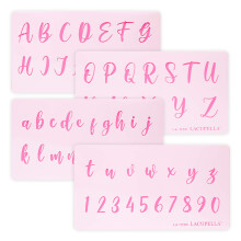 Lacupella Calligraphy Cake Stencil Cursive Alphabet Letter Number Writing 1.5 Inch Set of Four Upper and Lower Case - for Cake Wood Canvas Airbrush Ar