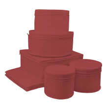 LAMINET 6-delige gewatteerde serviesopbergstartset - Inclusief 4 bordendozen, 1 bekerdoos en schoteldoos - ROOD