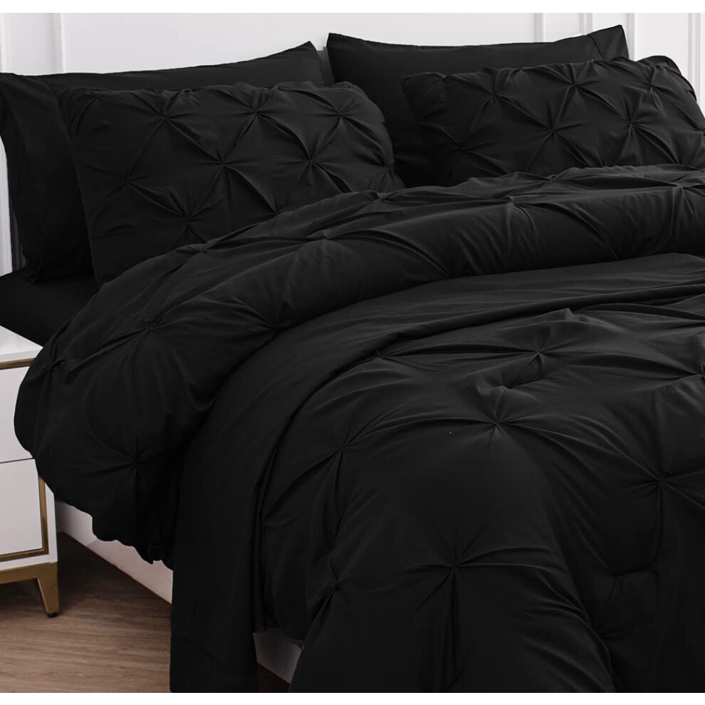 Parure de lit California King 7 pi   ces LANE LINEN, parure de lit California King, draps, taies d'oreiller et taies d'oreiller, gris