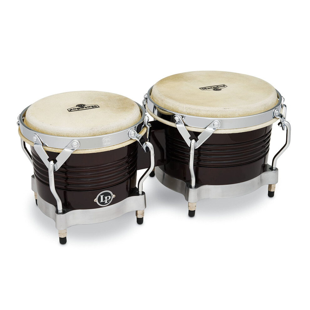 Latin Percussion M201 LP Matador Wood Bongos - Dark Brown/Chrome 8.625-inch