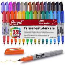 LAZGOL Ultra Fine permanenttitussi, irtotavarana, 32 eri v  ri  , ultrafine-k  rkiset permanenttitussit, huopakyn  t, toimii muovilla, puulla, kivell