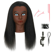 LECIPO 100% Echt Haar Mannequin Hoofd met Standaard Oefenpop Cosmetologie Pop Trainingshoofd voor Kapper Praktijk Vlechten Styling Curling Snijden Di
