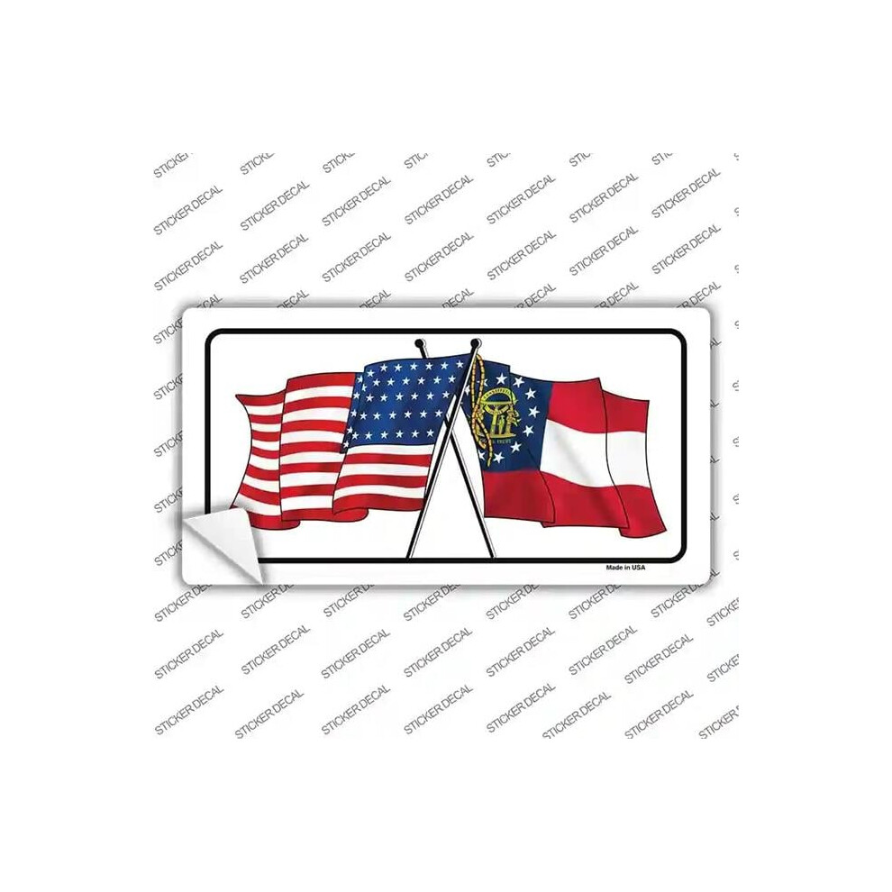 Smart Blonde Lp-11470S-L Georgia Crossed Us Flag Novelty Sticker Decal - Large 792636411519