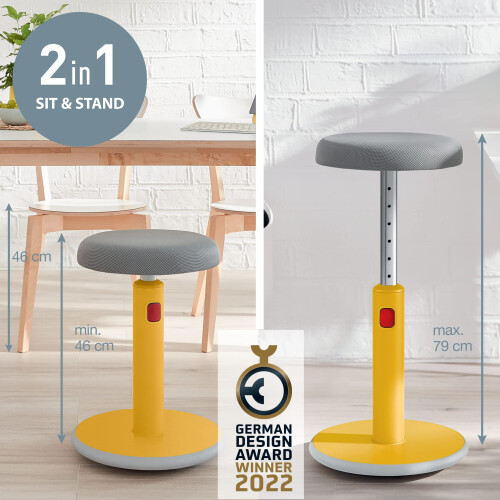 Banco ergonômico 2 em 1 - Amarelo - Leitz Ergo 1