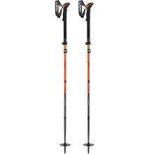 Bastones de esqu    LEKI Sherpa FX Carbon Max, ajustables y ligeros, para esqu    de traves   a y snowboard - Naranja-Azul vaquero - 120-140 cm