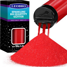 LEOBRO Red Glitter Glitter 150g/5.29oz Red Fine Glitter Craft Glitter Glitter pro remesla Resin Art Crafts Telov DIY Valentine dekorace Ruove cerve