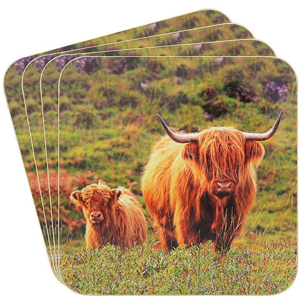 Lot de 4 sets de table Lesser & Pavey | Sets de table aux motifs britanniques | Sets de table pour tous types de cuisines (Ensemble vache et veau, 4 p