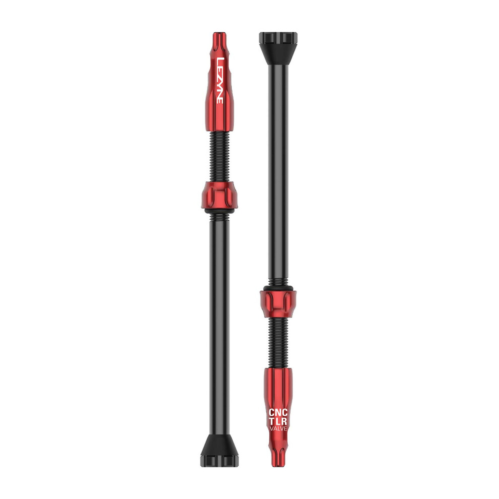 VALVOLE TUBELESS LEZYNE CNC TLR 80mm ROSSE Coppia