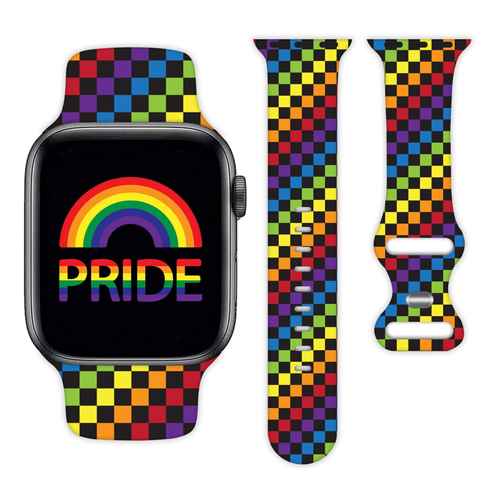 Lgbtq Rainbow Pride Watch Bands Compatible With Apple Watch 38Mm 40Mm 41Mm 42Mm 44Mm 45Mm Silicone Wristbands Replacement Strap For Iwatch Series 7 6 8387261053368