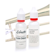 Crema per trombone Libretto, set da 2, lubrificante a lunga durata, liscio, inodore, tappo di sicurezza, formula sintetica con miscela speciale,