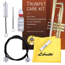 Kit di cura ALL-INCLUSIVE per tromba Libretto (Cornetta) con istruzioni: olio per valvole + grasso per coulisse + panno per la pulizia + spazzole