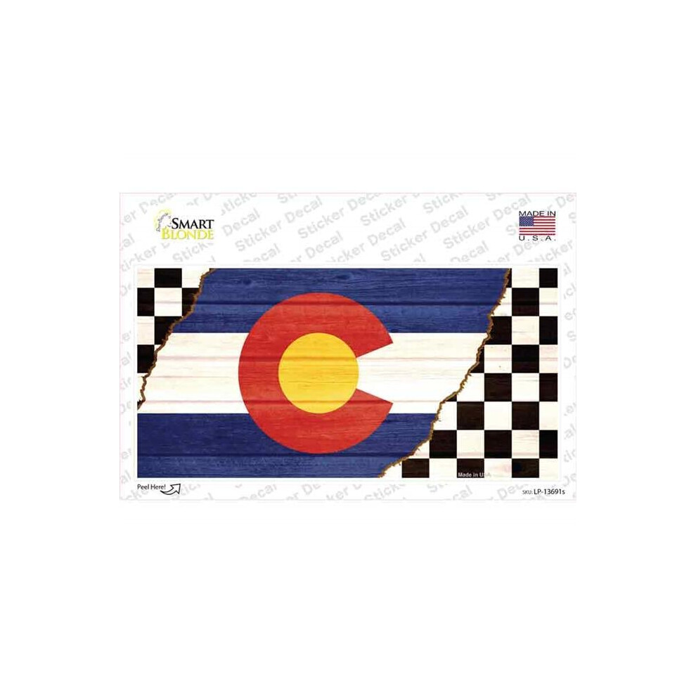 Smart Blonde Lp-13691S-M Colorado Racing Flag Novelty Sticker Decal - Medium 792636413568