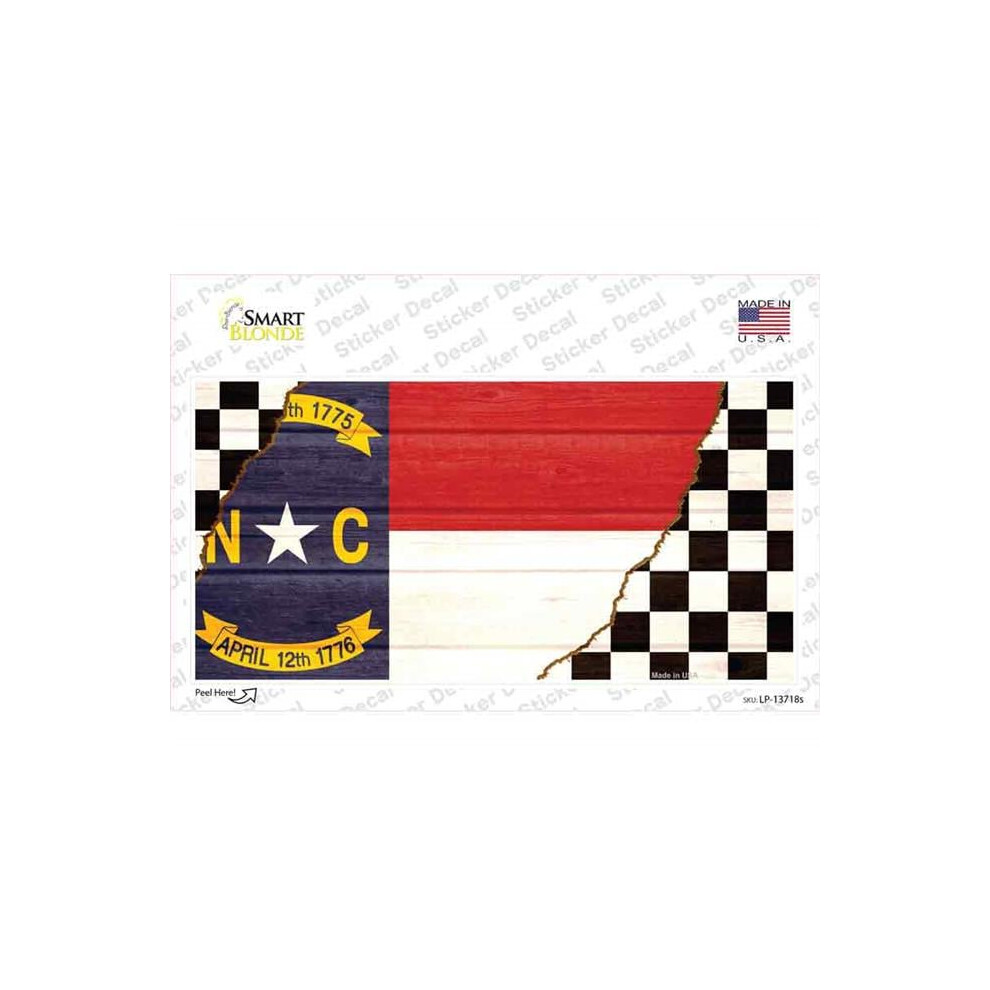 Smart Blonde Lp-13718S-M North Carolina Racing Flag Novelty Sticker Decal - Medium 792636413667