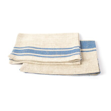 LinenMe Set of 2 Natural Blue Striped Linen Hand and Guest Towels Provence 18"""" x 28""""