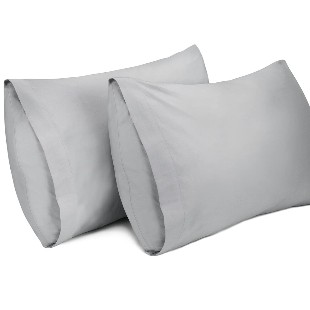 Lirex Lot de 2 taies d'oreiller 100 % coton respirant 50,8 x 66 cm Taille standard Gris clair