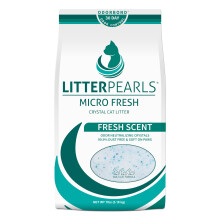 Litter Pearls Crystal Cat Litter with Odorbond- Superior Odor Control  Soft-On-Paws  Low Dust  7lb  Micro Fresh  White  Clear and Blue Crystals