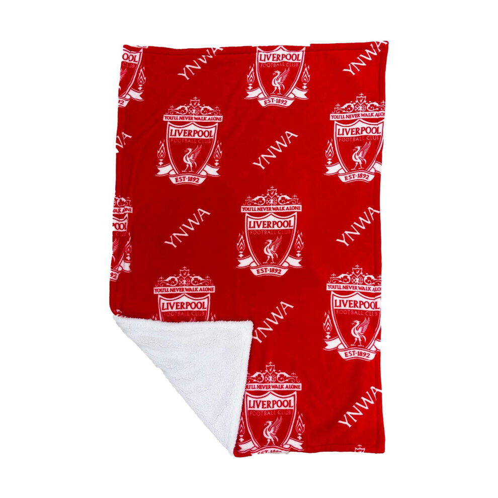 Character World Red Liverpool Fc Ynwa Official Sherpa Fleece Throw Blanket | Super Soft Soccer Crest Design | Warm Super Soft Feel Throw | Perfect For Home Bedroom
