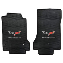 Lloyd Mats Heavy Duty Signature Rubber All Weather Floor Mats for Corvette C6 2005-2007.5 (Post Fastener) (2PC - Fronts Black)