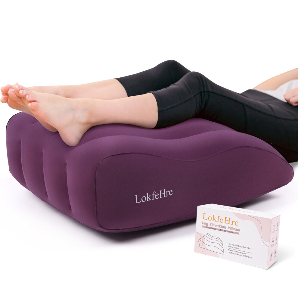 LOKFEHRE Wedge Pillow for Sleeping - Inflatable Leg Elevation Pillow for Swelling Circulation Leg & Back Pain Relief Leg Support Polyvinyl Chloride Pi