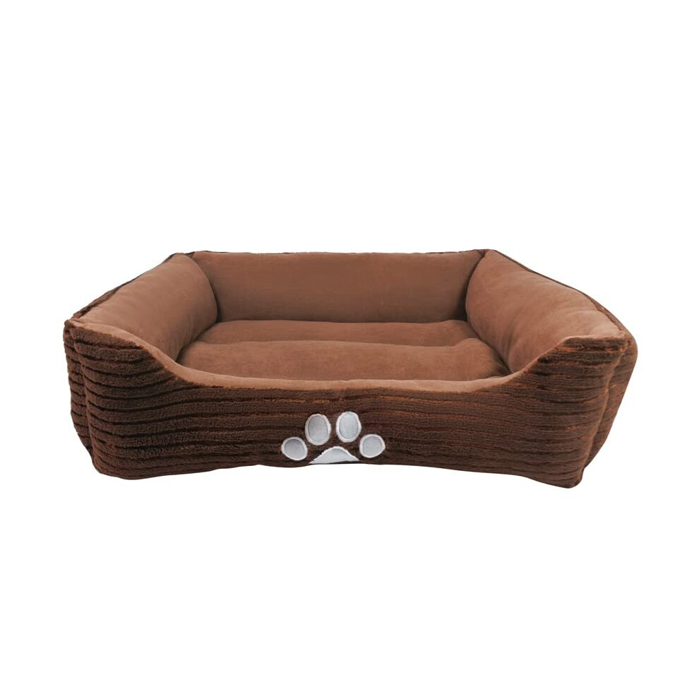 Long Rich HCT REC-005 Reversible Rectangle Pet Bed with Dog Paw Printing Coffee By Happycare Textiles 25 by 21 inches